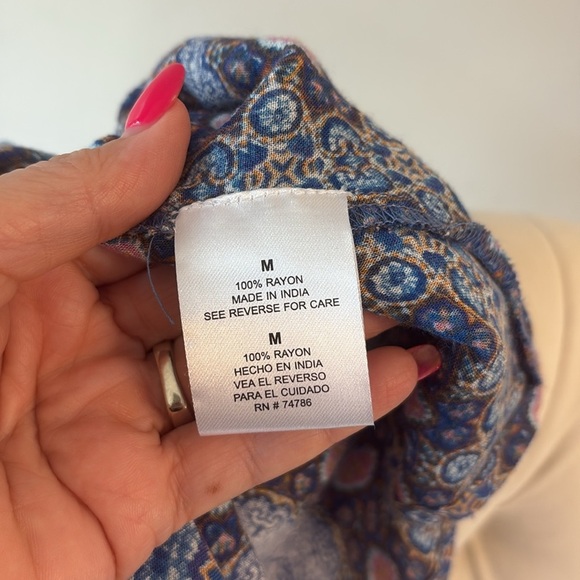 Patrons of Peace Blue boho halter top T strap open back rayon cropped size Med - Picture 9 of 10